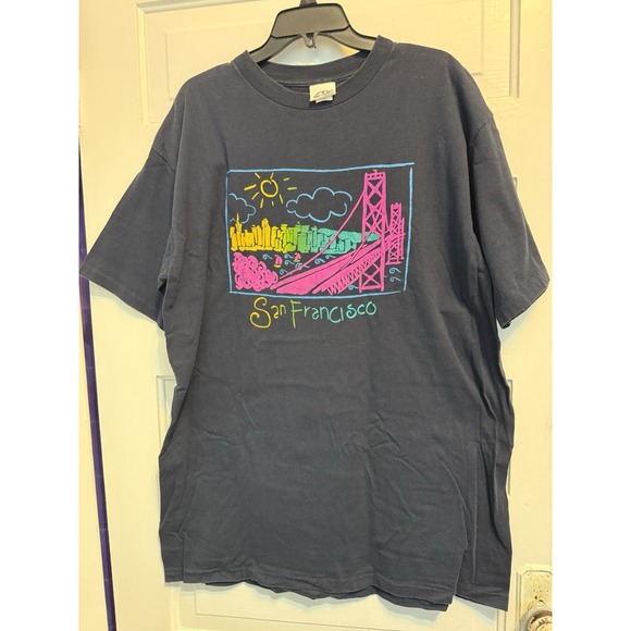 Wear On Earth Other - Vintage 90s Wear On Earth San Francisco T Shirt XXL Golden Gate Neon Skyline Y2K